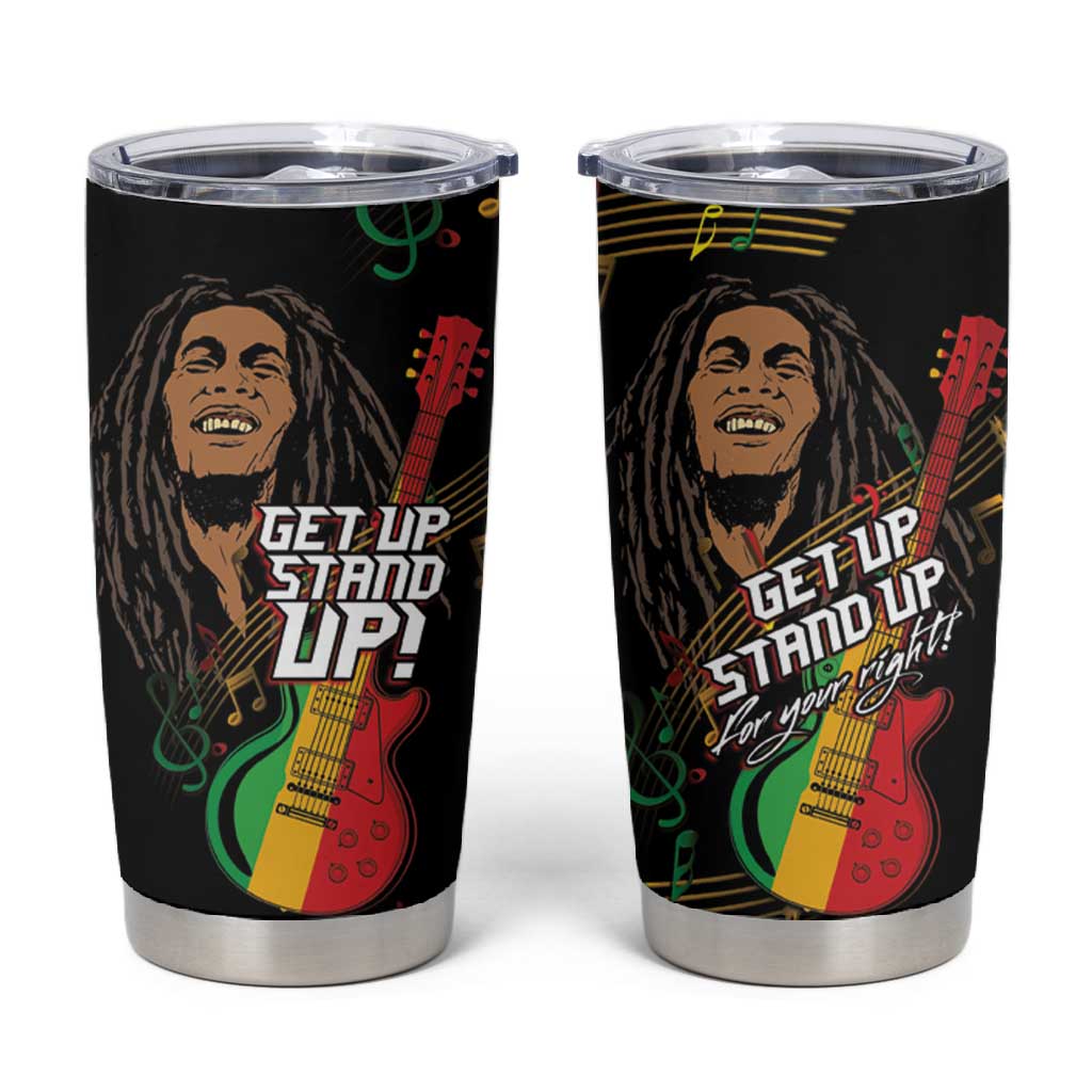 Legend Bob Get Up Stand Up Tumbler Cup Black Jamaican Reggae Multicolored