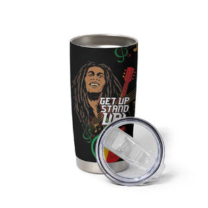 Legend Bob Get Up Stand Up Tumbler Cup Black Jamaican Reggae Multicolored