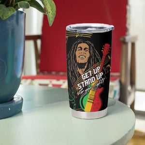 Legend Bob Get Up Stand Up Tumbler Cup Black Jamaican Reggae Multicolored