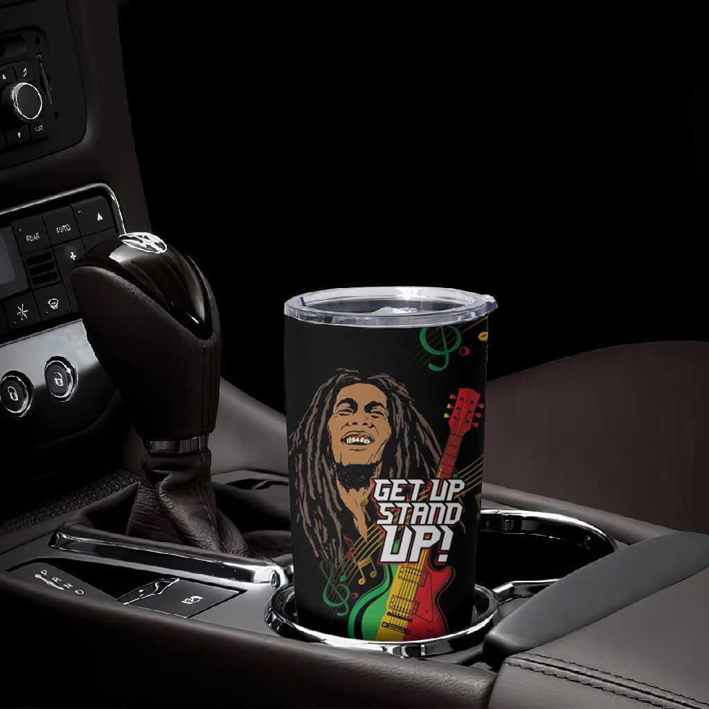 Legend Bob Get Up Stand Up Tumbler Cup Black Jamaican Reggae Multicolored