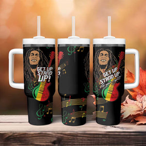 Legend Bob Get Up Stand Up Tumbler With Handle Black Jamaican Reggae Multicolored