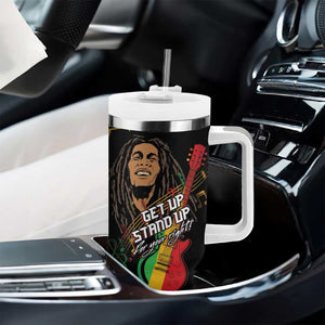 Legend Bob Get Up Stand Up Tumbler With Handle Black Jamaican Reggae Multicolored