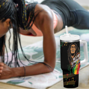 Legend Bob Get Up Stand Up Tumbler With Handle Black Jamaican Reggae Multicolored