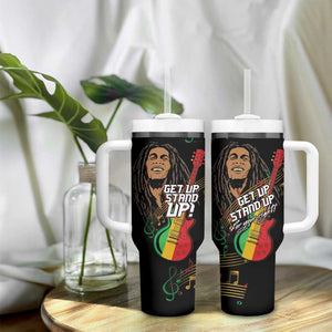 Legend Bob Get Up Stand Up Tumbler With Handle Black Jamaican Reggae Multicolored