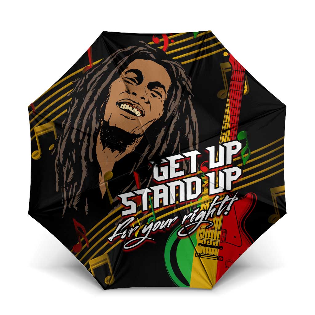 Legend Bob Get Up Stand Up Umbrella Black Jamaican Reggae Multicolored