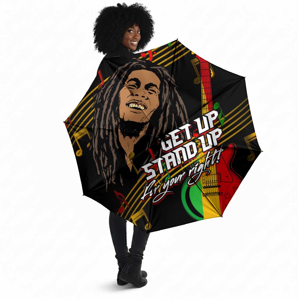 Legend Bob Get Up Stand Up Umbrella Black Jamaican Reggae Multicolored