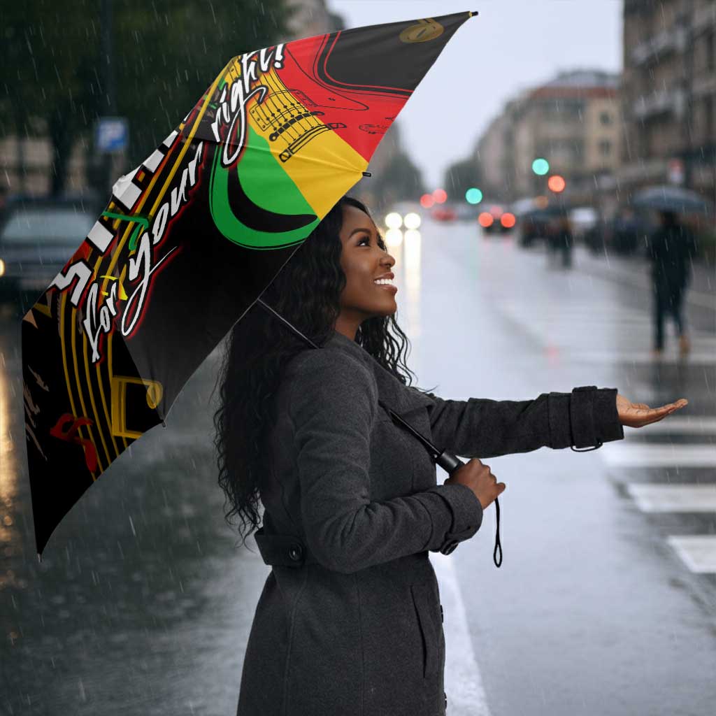 Legend Bob Get Up Stand Up Umbrella Black Jamaican Reggae Multicolored