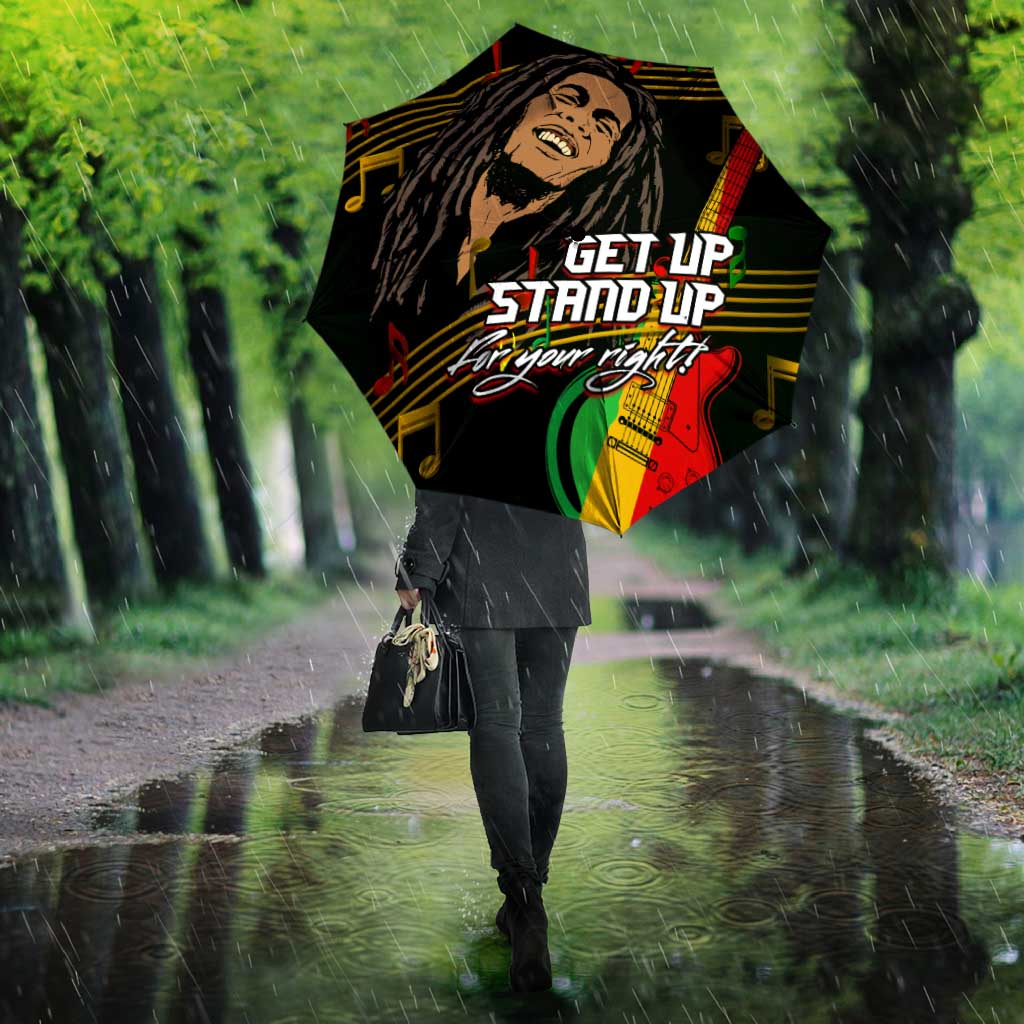 Legend Bob Get Up Stand Up Umbrella Black Jamaican Reggae Multicolored