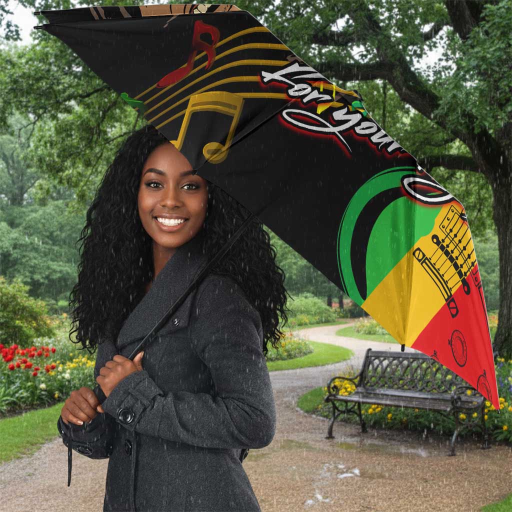 Legend Bob Get Up Stand Up Umbrella Black Jamaican Reggae Multicolored