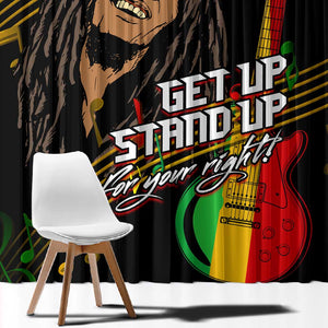 Legend Bob Get Up Stand Up Window Curtain Black Jamaican Reggae Multicolored