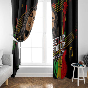 Legend Bob Get Up Stand Up Window Curtain Black Jamaican Reggae Multicolored