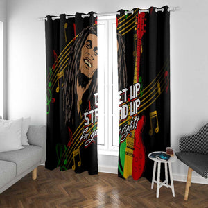 Legend Bob Get Up Stand Up Window Curtain Black Jamaican Reggae Multicolored