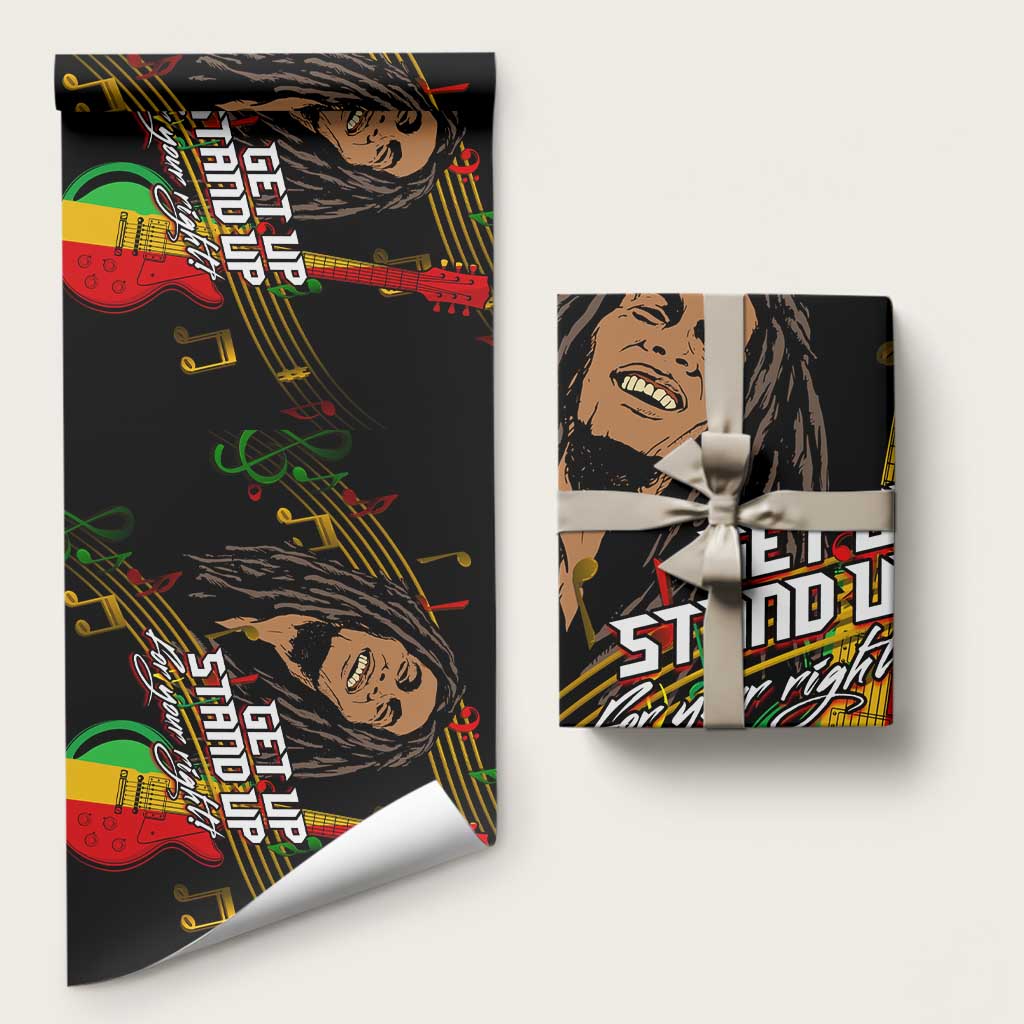 Legend Bob Get Up Stand Up Wrapping Paper Black Jamaican Reggae Multicolored - African Pride