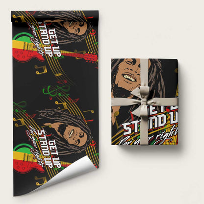 Legend Bob Get Up Stand Up Wrapping Paper Black Jamaican Reggae Multicolored - African Pride