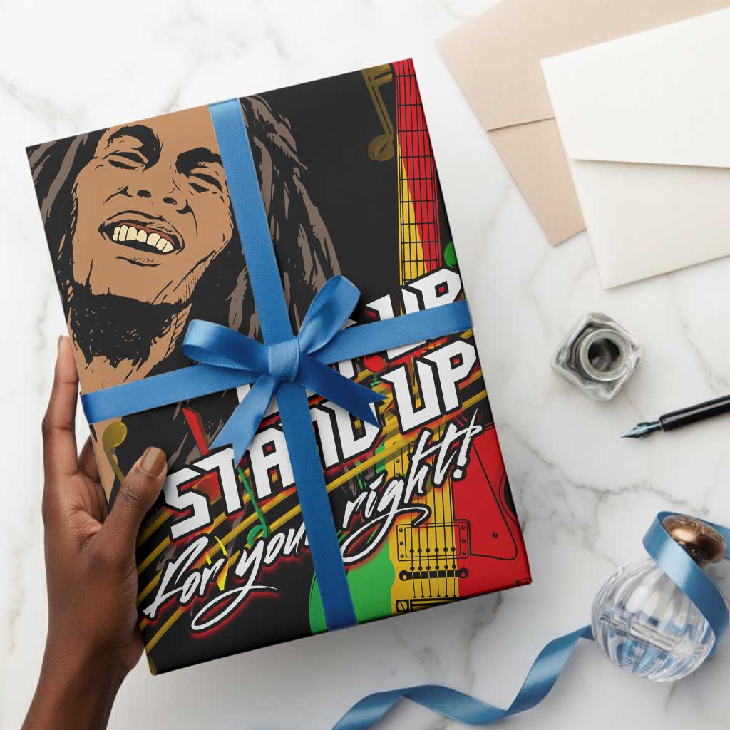 Legend Bob Get Up Stand Up Wrapping Paper Black Jamaican Reggae Multicolored - African Pride