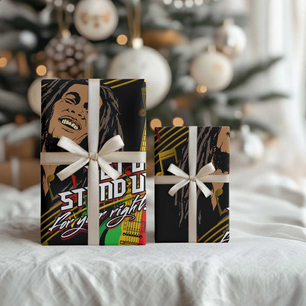 Legend Bob Get Up Stand Up Wrapping Paper Black Jamaican Reggae Multicolored - African Pride