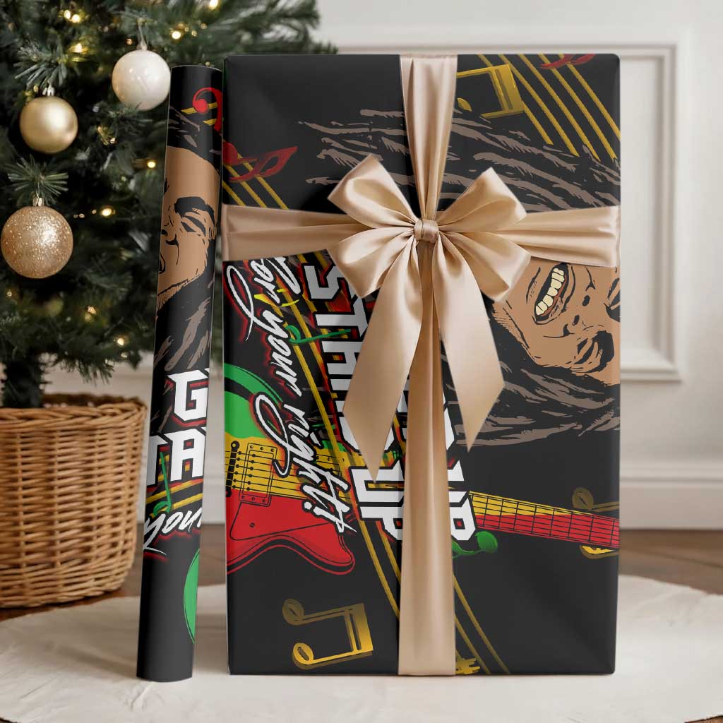 Legend Bob Get Up Stand Up Wrapping Paper Black Jamaican Reggae Multicolored - African Pride