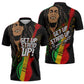 Legend Bob Get Up Stand Up Zipper Polo Shirt Black Jamaican Reggae Multicolored