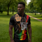 Legend Bob Get Up Stand Up Zipper Polo Shirt Black Jamaican Reggae Multicolored