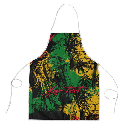 Personalized Rastafarian Lion Legend Bob Apron Black Jamaican Reggae Sketch Portrait