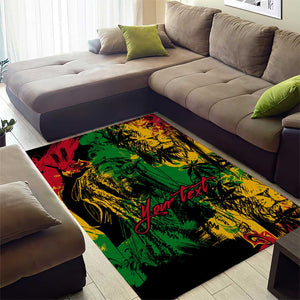 Rastafarian Lion Legend Bob Area Rug Black Jamaican Reggae Festival Sketch Portrait