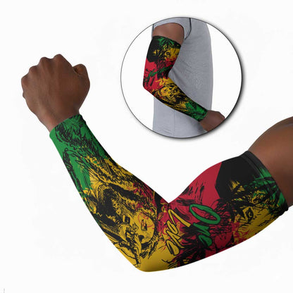 Personalized Rastafarian Lion Legend Bob Arm Sleeves Black Jamaican Reggae Sketch Portrait