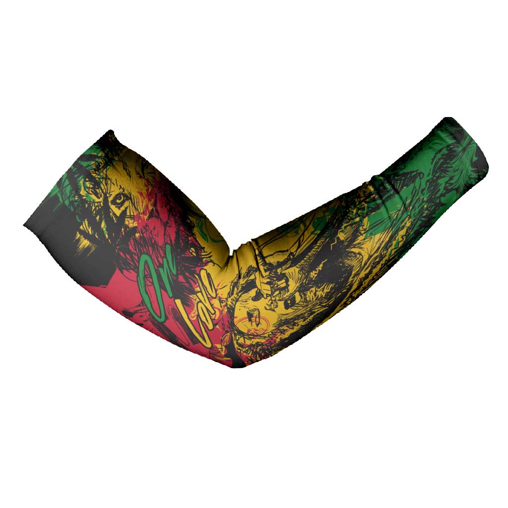 Personalized Rastafarian Lion Legend Bob Arm Sleeves Black Jamaican Reggae Sketch Portrait
