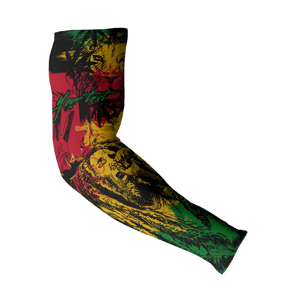Personalized Rastafarian Lion Legend Bob Arm Sleeves Black Jamaican Reggae Sketch Portrait