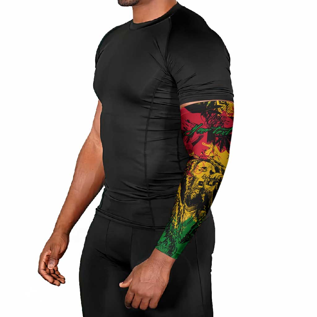 Personalized Rastafarian Lion Legend Bob Arm Sleeves Black Jamaican Reggae Sketch Portrait