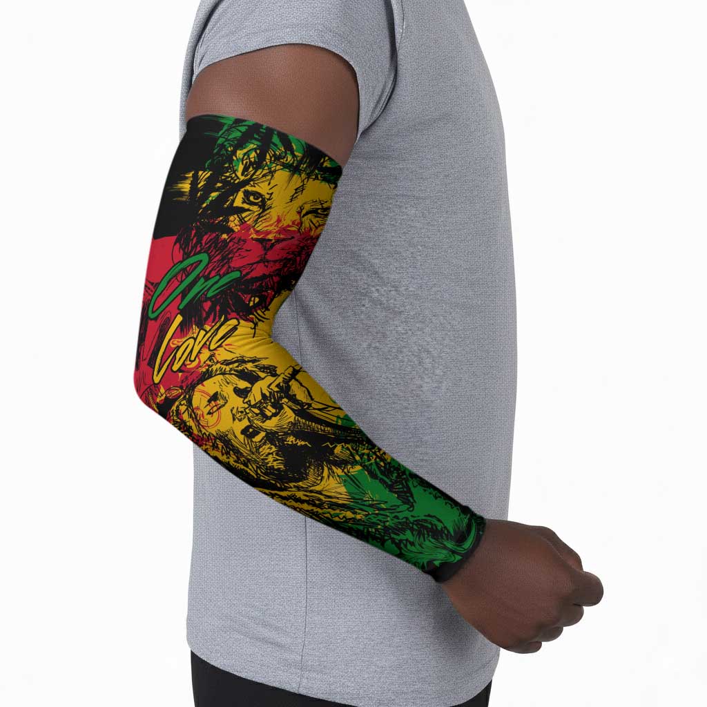 Personalized Rastafarian Lion Legend Bob Arm Sleeves Black Jamaican Reggae Sketch Portrait