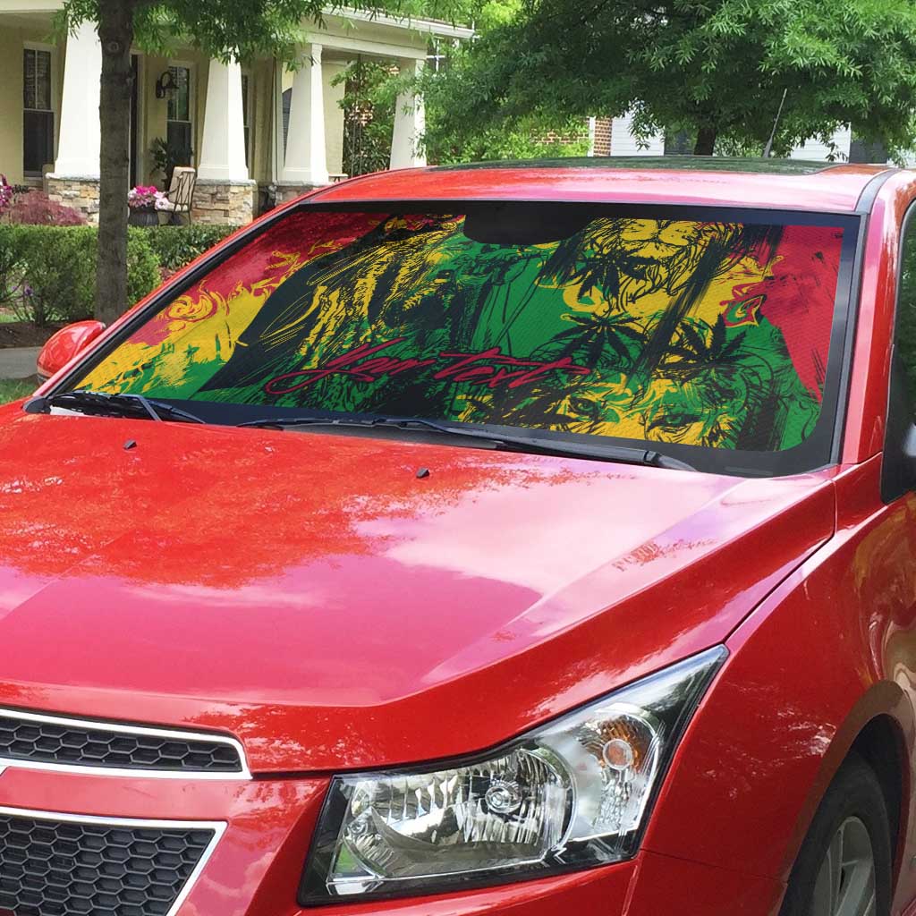 Personalized Rastafarian Lion Legend Bob Auto Sun Shade Black Jamaican Reggae Sketch Portrait