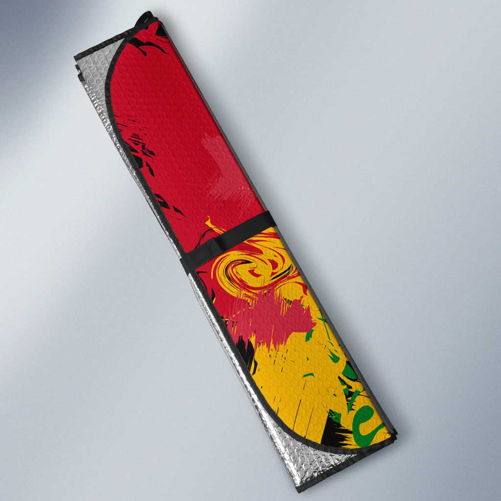 Personalized Rastafarian Lion Legend Bob Auto Sun Shade Black Jamaican Reggae Sketch Portrait