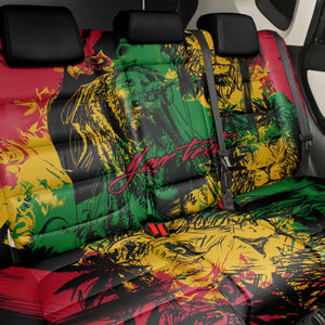 Rastafarian Lion Legend Bob Back Car Seat Cover Black Jamaican Reggae Festival Sketch Portrait