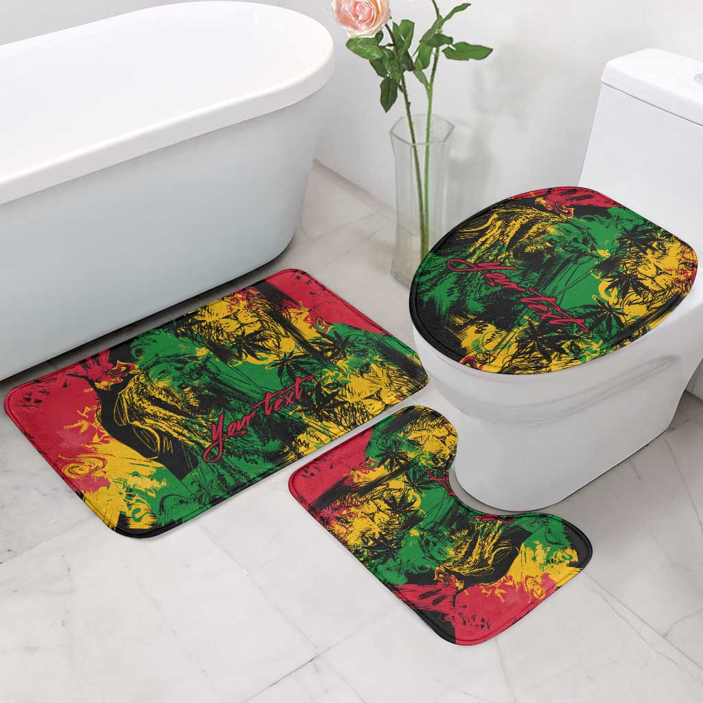 Personalized Rastafarian Lion Legend Bob Bathroom Set Black Jamaican Reggae Sketch Portrait