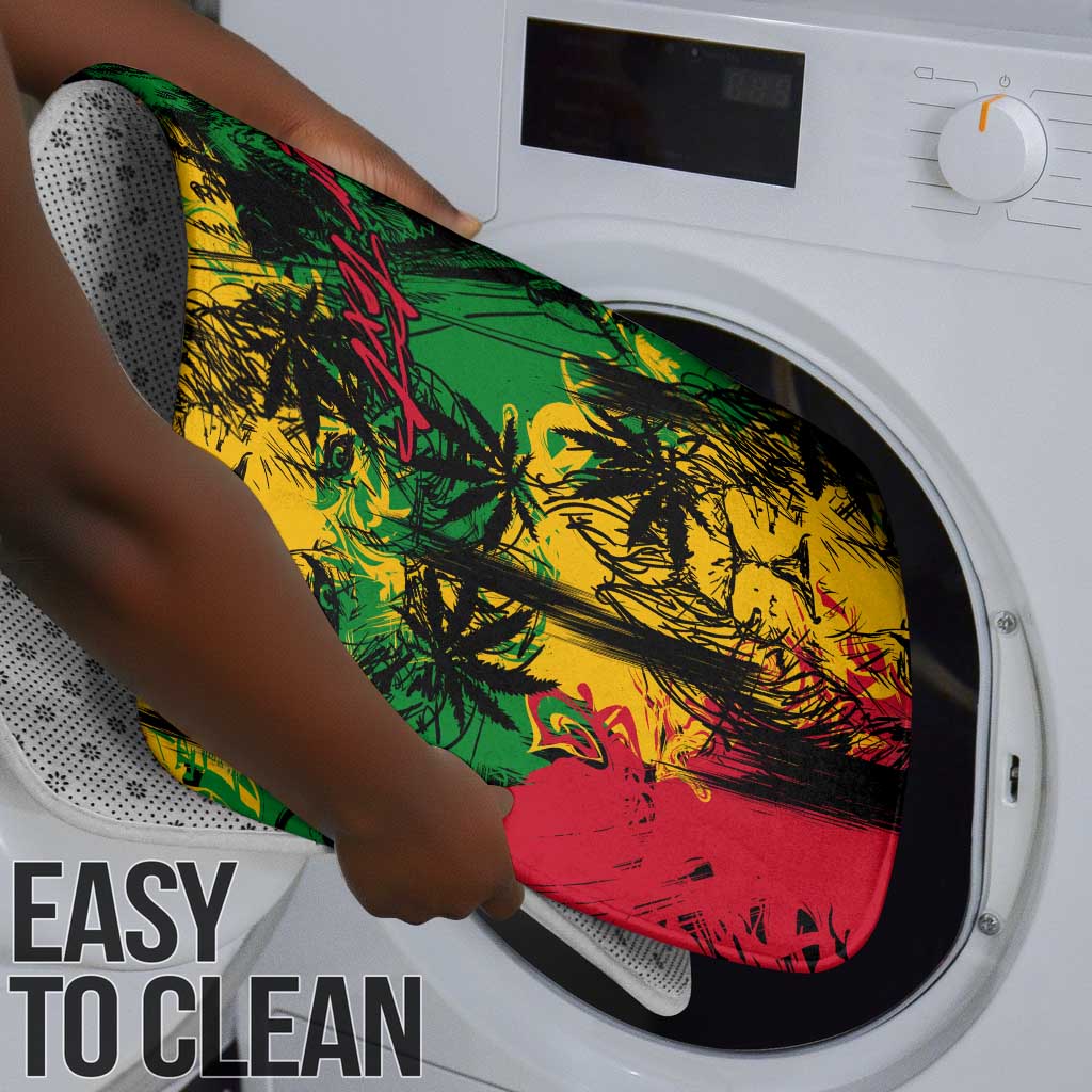 Personalized Rastafarian Lion Legend Bob Bathroom Set Black Jamaican Reggae Sketch Portrait