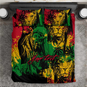 Rastafarian Lion Legend Bob Bedding Set Black Jamaican Reggae Festival Sketch Portrait