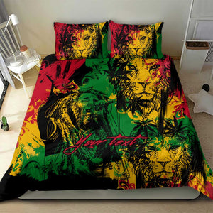 Rastafarian Lion Legend Bob Bedding Set Black Jamaican Reggae Festival Sketch Portrait