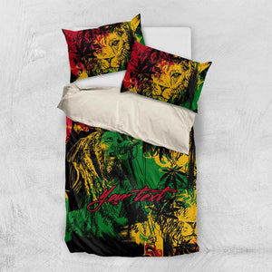 Rastafarian Lion Legend Bob Bedding Set Black Jamaican Reggae Festival Sketch Portrait