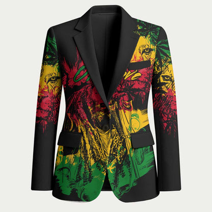 Personalized Rastafarian Lion Legend Bob Blazer Black Jamaican Reggae Sketch Portrait
