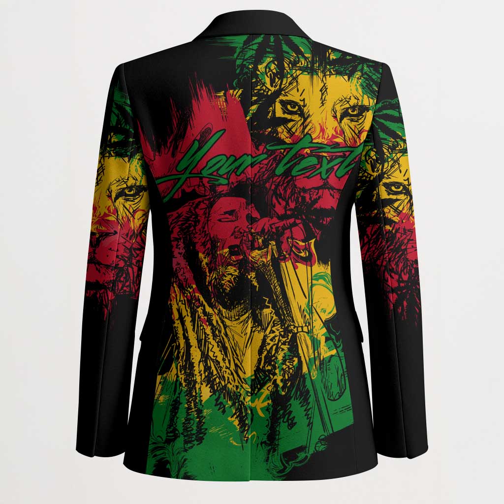 Personalized Rastafarian Lion Legend Bob Blazer Black Jamaican Reggae Sketch Portrait