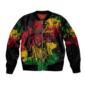 Rastafarian Lion Legend Bob Bomber Jacket Black Jamaican Reggae Festival Sketch Portrait