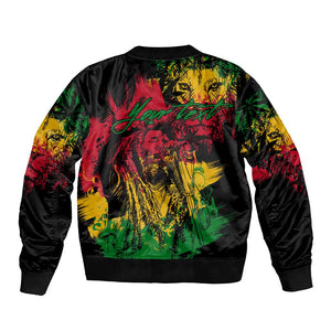 Rastafarian Lion Legend Bob Bomber Jacket Black Jamaican Reggae Festival Sketch Portrait