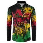 Personalized Rastafarian Lion Legend Bob Button Sweatshirt Black Jamaican Reggae Sketch Portrait