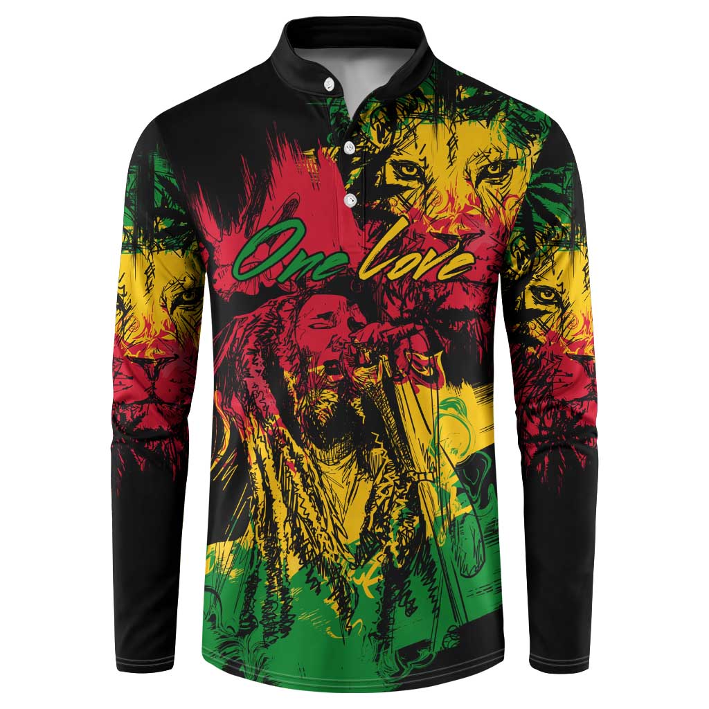 Personalized Rastafarian Lion Legend Bob Button Sweatshirt Black Jamaican Reggae Sketch Portrait