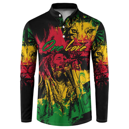 Personalized Rastafarian Lion Legend Bob Button Sweatshirt Black Jamaican Reggae Sketch Portrait