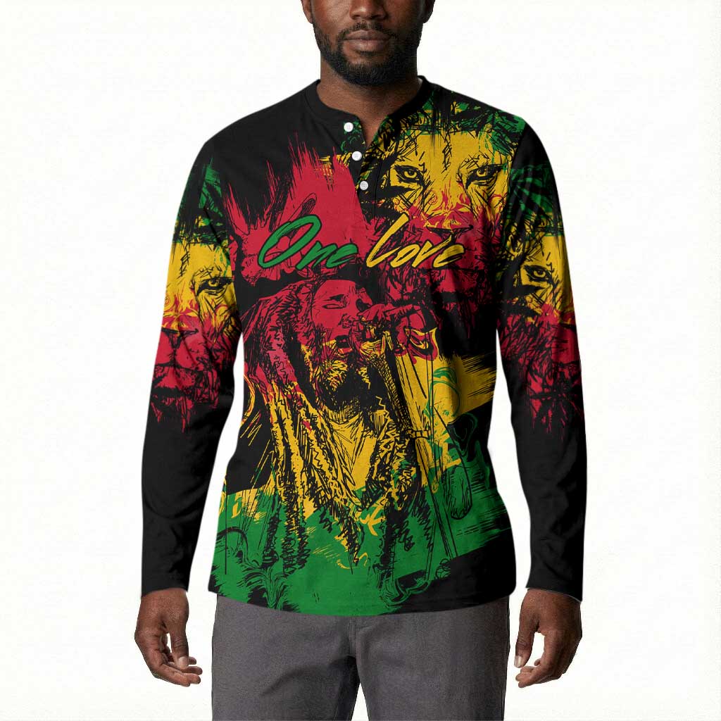 Personalized Rastafarian Lion Legend Bob Button Sweatshirt Black Jamaican Reggae Sketch Portrait
