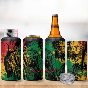 Rastafarian Lion Legend Bob 4 in 1 Can Cooler Tumbler Black Jamaican Reggae Festival Sketch Portrait