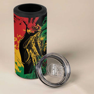 Rastafarian Lion Legend Bob 4 in 1 Can Cooler Tumbler Black Jamaican Reggae Festival Sketch Portrait