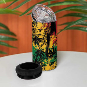 Rastafarian Lion Legend Bob 4 in 1 Can Cooler Tumbler Black Jamaican Reggae Festival Sketch Portrait