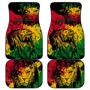 Rastafarian Lion Legend Bob Car Mats Black Jamaican Reggae Festival Sketch Portrait